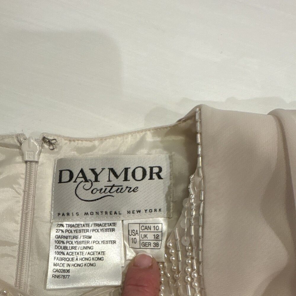 Daymor Couture Beige 2-Piece Skirt Suit Set Jacket & Skirt Women’s Size 10 - Picture 3 of 10